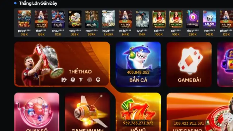 Kho trò chơi phong phú đa dạng